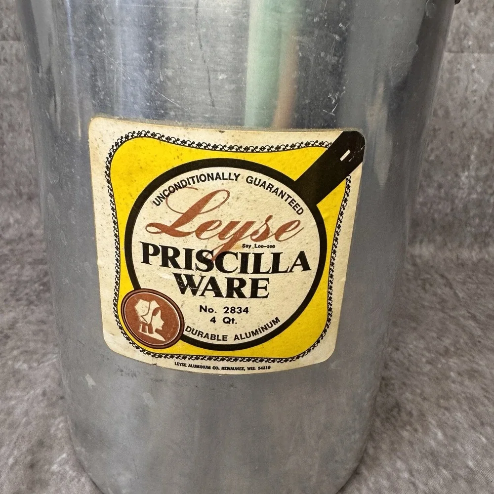 Vintage Leyse Priscilla Ware Aluminum 4 Quart 1 Gallon Milk Can Lid Wire Handle